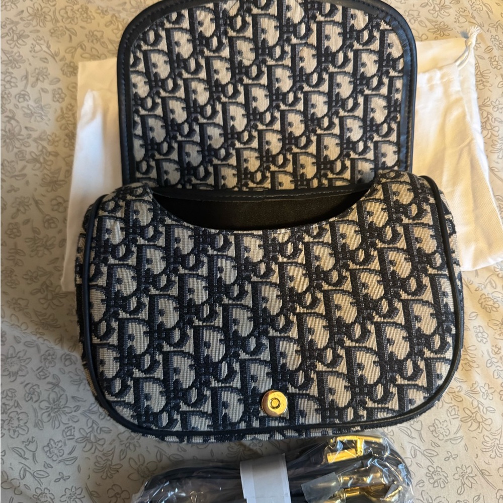 Designer-inspired saddle shape monogram crossbody… - image 5